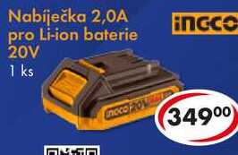 Nabíječka 2,0A pro Li-ion baterie 20V
