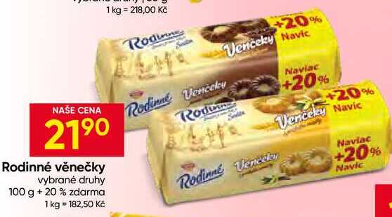 Rodinné věnečky vybrané druhy 100 g + 20% zdarma