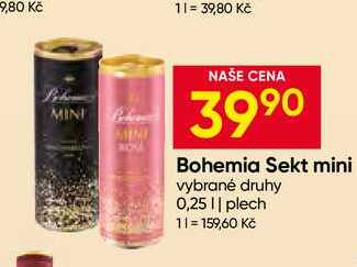 Bohemia Sekt mini vybrané druhy 0,25l plech