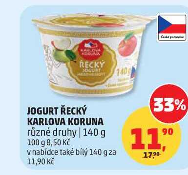 KARLOVA KORUNA JOGURT ŘECKÝ 140 g