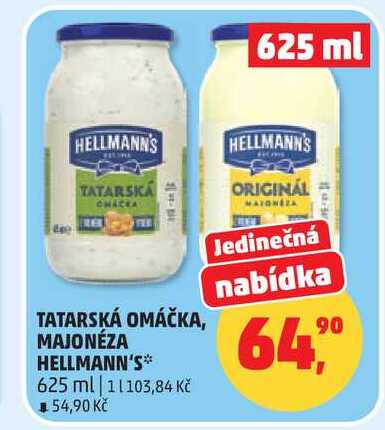 Hellmann's majonéza, tatarská omáčka 625ml, vybrané druhy