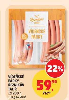 VÍDEŇSKÉ PÁRKY ŘEZNÍKŮV TALÍŘ 2x 200 g