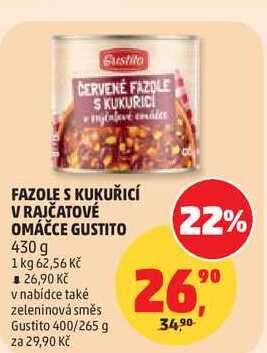 GUSTITO FAZOLE S KUKUŘICÍ V RAJČATOVÉ OMÁČCE 430 g