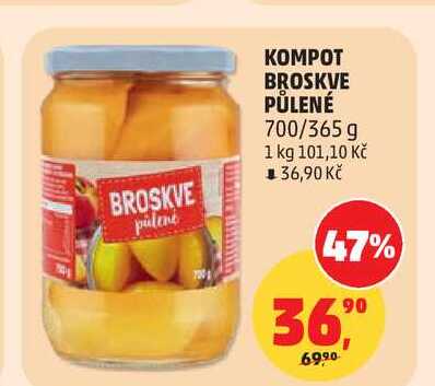 KOMPOT BROSKVE PŮLENÉ 700/365 g