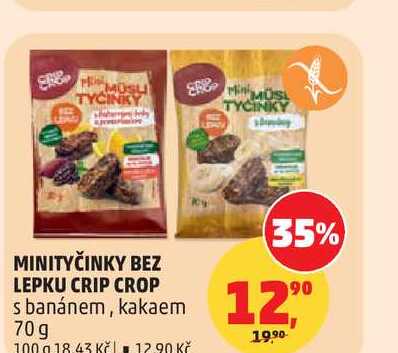CRIP CROP MINITYČINKY BEZ LEPKU s banánem, kakaem 70g 