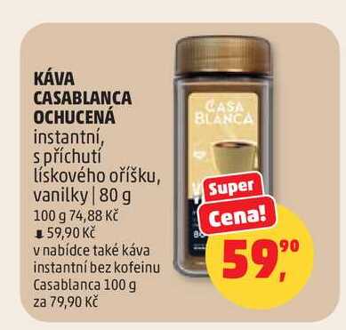CASABLANCA OCHUCENÁ KÁVA instantní, s příchutí lískového oříšku, vanilky 80 g 