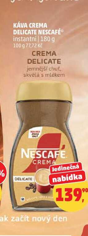 NESCAFÉ KÁVA CREMA DELICATE, instantní 180 g