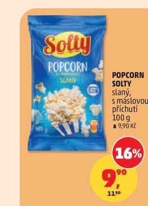 SOLTY POPCORN slaný, s máslovou příchutí 100 g 