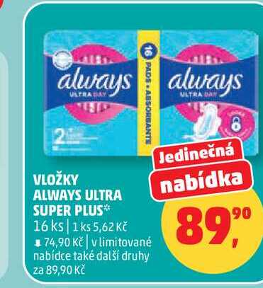 ALWAYS ULTRA SUPER PLUS 16 ks