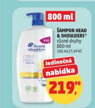Head & Shoulders šampon 800ml, vybrané druhy