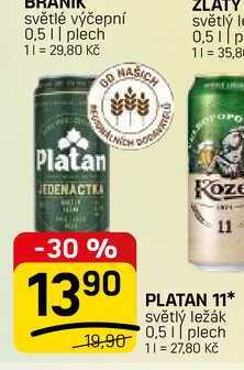 PLATAN 11* světlý ležák 0,5 1 plech