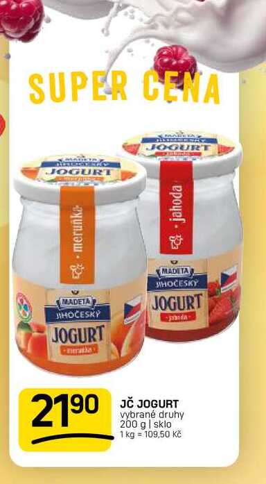 JČ JOGURT vybrané druhy 200 g | sklo