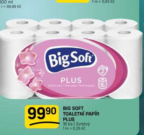 BIG SOFT TOALETNÍ PAPÍR PLUS 16 ks | 2vrstvý 