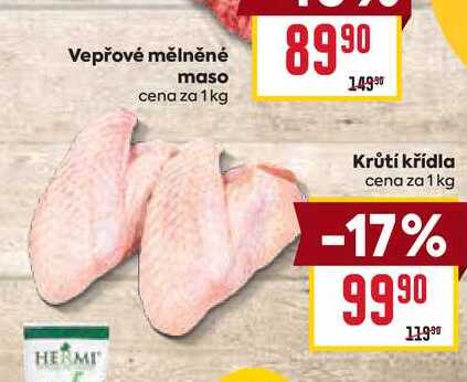 Krůtí křídla cena za 1 kg