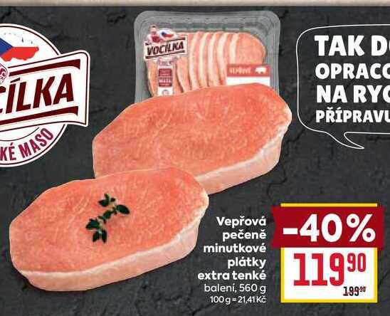 Vepřová pečeně minutkové plátky extra tenké balení, 560 g 