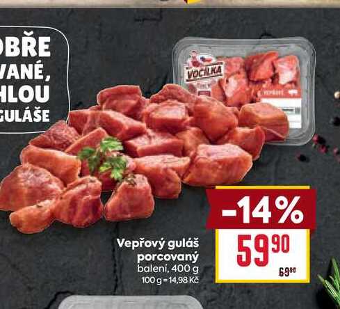 Vepřový guláš porcovaný balení, 400 g