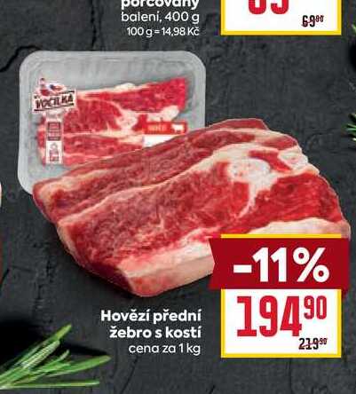 Hovězí přední žebro s kostí cena za 1 kg