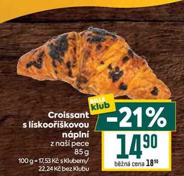 Croissant s lískooříškovou náplní z naší pece 85g
