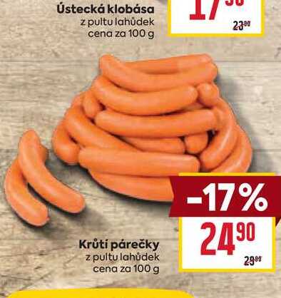 Krůtí párečky z pultu lahůdek cena za 100 g