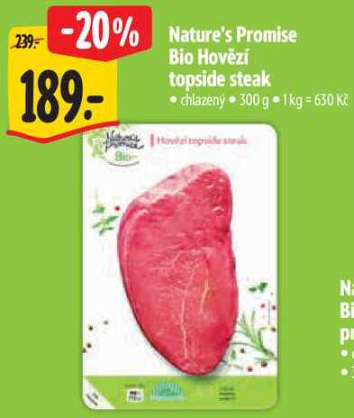 Nature's Promise Bio Hovězí topside steak, 300 g