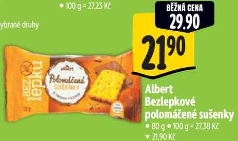 Albert Bezlepkové polomáčené sušenky, 80 g