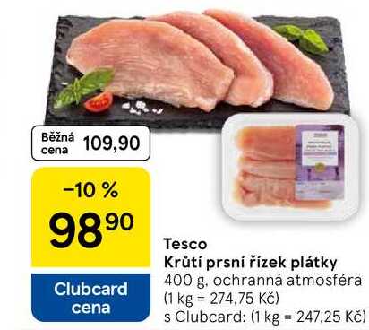 Tesco Krůtí prsní řízek plátky, 400 g