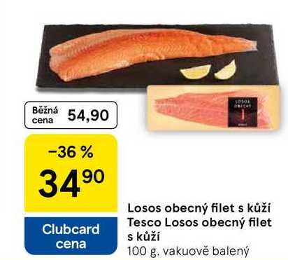 Tesco Losos obecný filet s kůží, 100 g