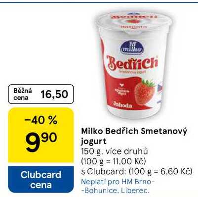 Milko Bedřich Smetanový jogurt, 150 g 