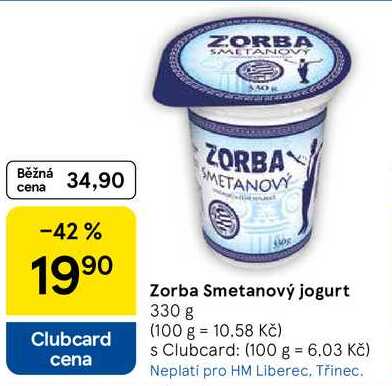 Zorba Smetanový jogurt, 330 g