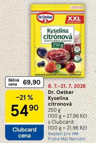 Dr. Oetker Kyselina citronová, 250 g 