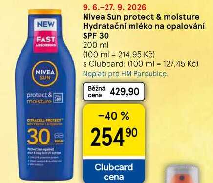Nivea Sun protect & moisture Hydratační mléko na opalování SPF 30, 200 ml 