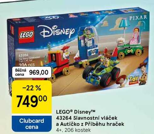 LEGO® Disney™ 43264 Slavnostní vláček a Autíčko z Příběhu hraček 4+, 206 kostek