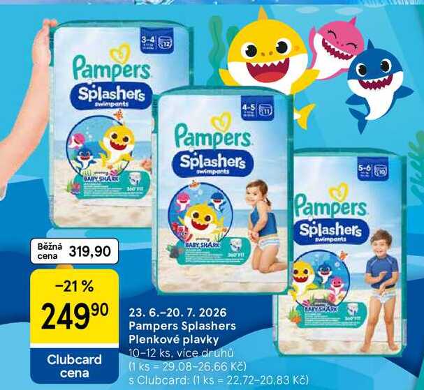 Pampers Splashers Plenkové plavky, 10-12 ks, více druhů