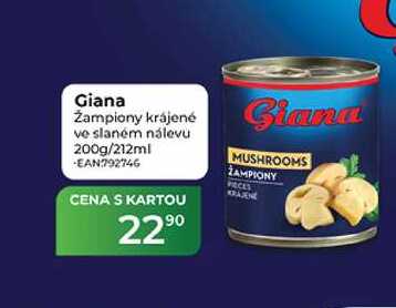 Giana Zampiony krájené ve slaném nálevu 200g/212ml