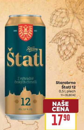 Starobrno Štatl 12 0,51, plech 