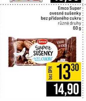 Emco Super ovesné sušenky bez přidaného cukru různé druhy 60 g