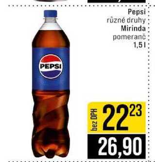Pepsi různé druhy Mirinda pomeranč 1,5l