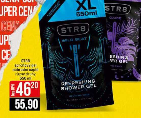 STR8 sprchový gel náhradní náplň různé druhy 550 ml