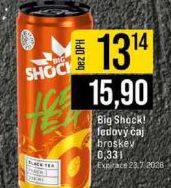Big Shock! fedový čaj broskev 0,33l