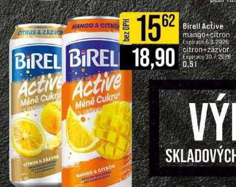 Birell Active mango+citron citron+zázvor 0,5l