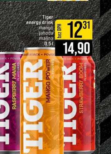 Tiger malina 0,5l jahoda energy drink mango
