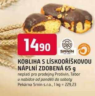 KOBLIHA S LÍSKOOŘÍŠKOVOU NÁPLNÍ ZDOBENÁ 65 g