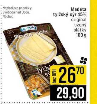 Madeta tylžský sýr 45% original uzený plátky 100 g 