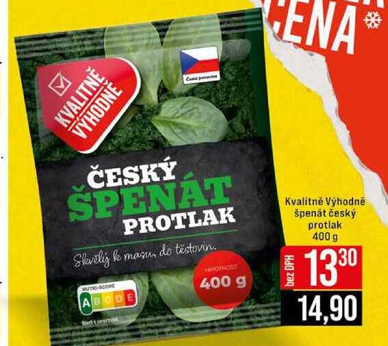 Kvalitně Výhodně špenát český protlak 400 g