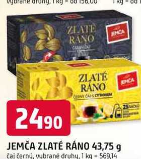 JEMČA ZLATÉ RÁNO 43,75 g čaj černý, vybrané druhy