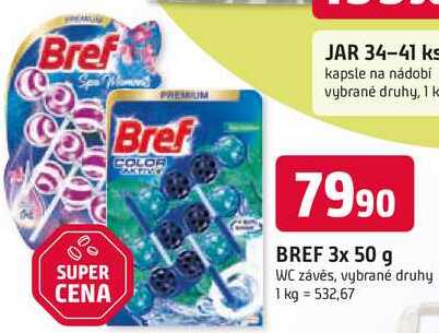 BREF COLOR AKTIV 3x 50 g WC závěs, vybrané druhy