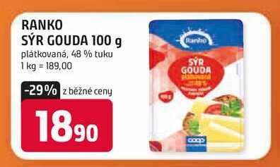 RANKO SÝR GOUDA 100 g plátkovaná, 48% tuku