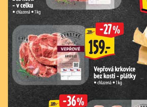 Vepřová krkovice bez kosti - plátky 1kg