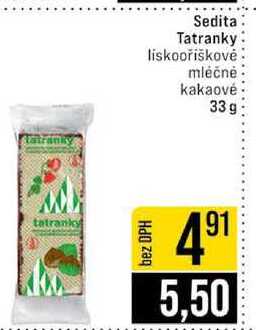 Sedita Tatranky liskooříškovė mléčné kakaové 33g