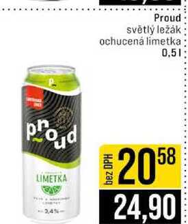 Proud světlý ležák ochucená limetka 0,5l
